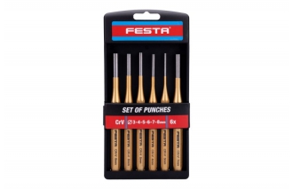 Priebojník sada 6ks 3,4,5,6,7,8mm CrV FESTA