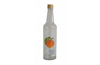 Fľaša sklenená so zátkou 0,5L Classic s potlačou Marhuľa