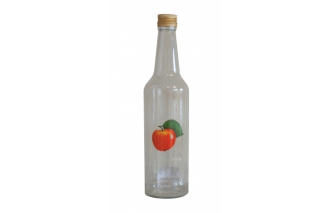 Fľaša sklenená so zátkou 0,5L Classic s potlačou Jablko